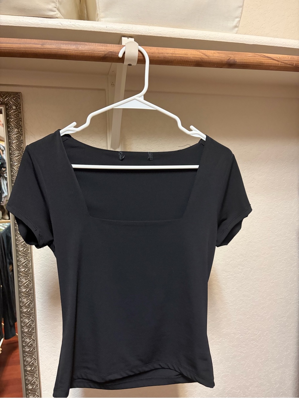 Forever 21 Black Square Neck Short Sleeve Top